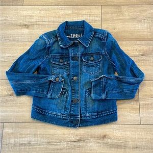 Gap Girls Kids Denim Jean Crop Jacket Size 8-9 Medium M Trucker Childrens Blue